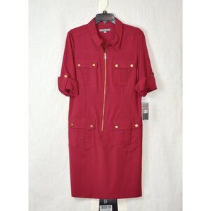 Sharagano Cargo-Pocket Belted Shirt Dress